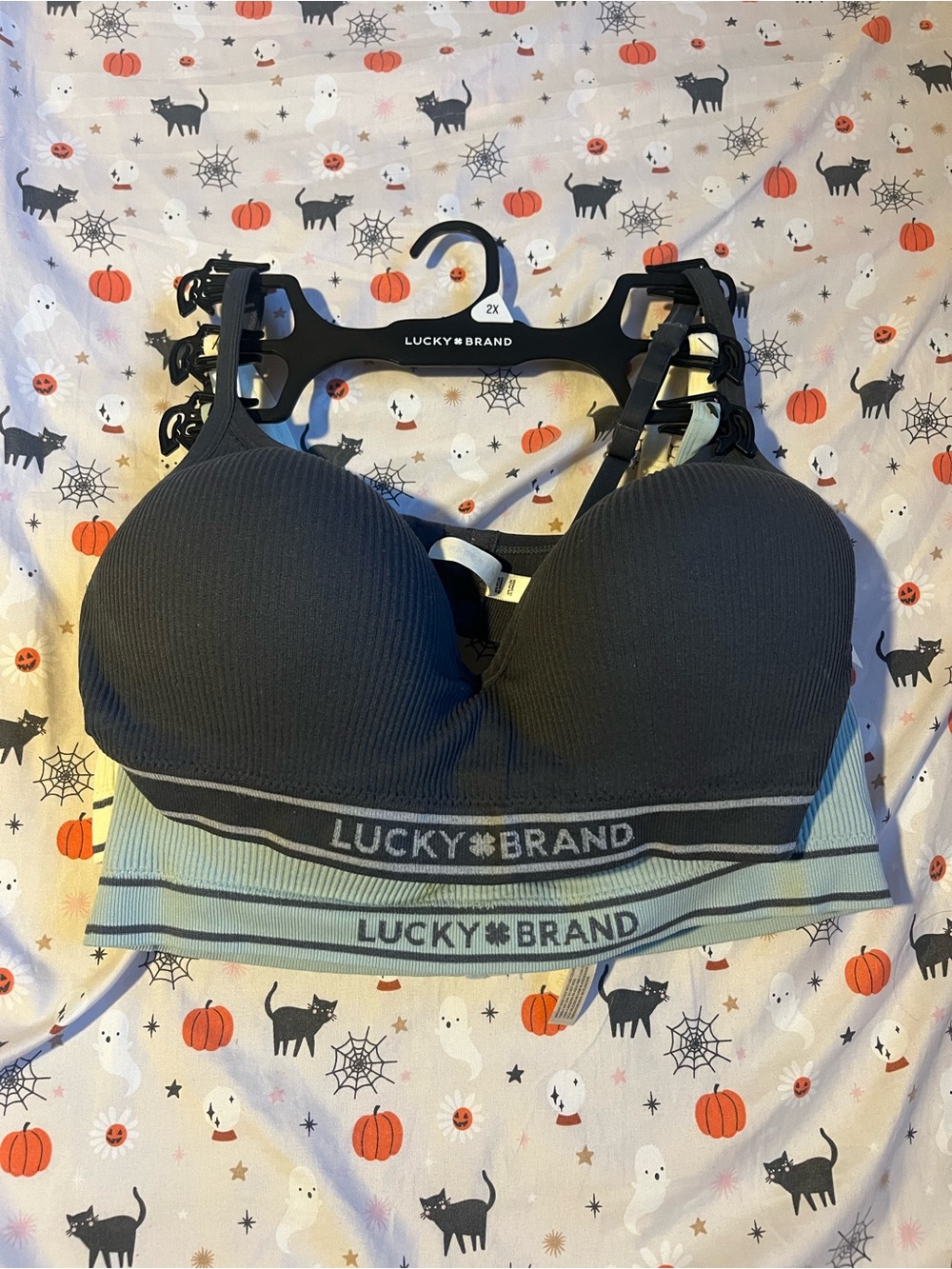Lucky Brand Black Bralette with Mint Banding